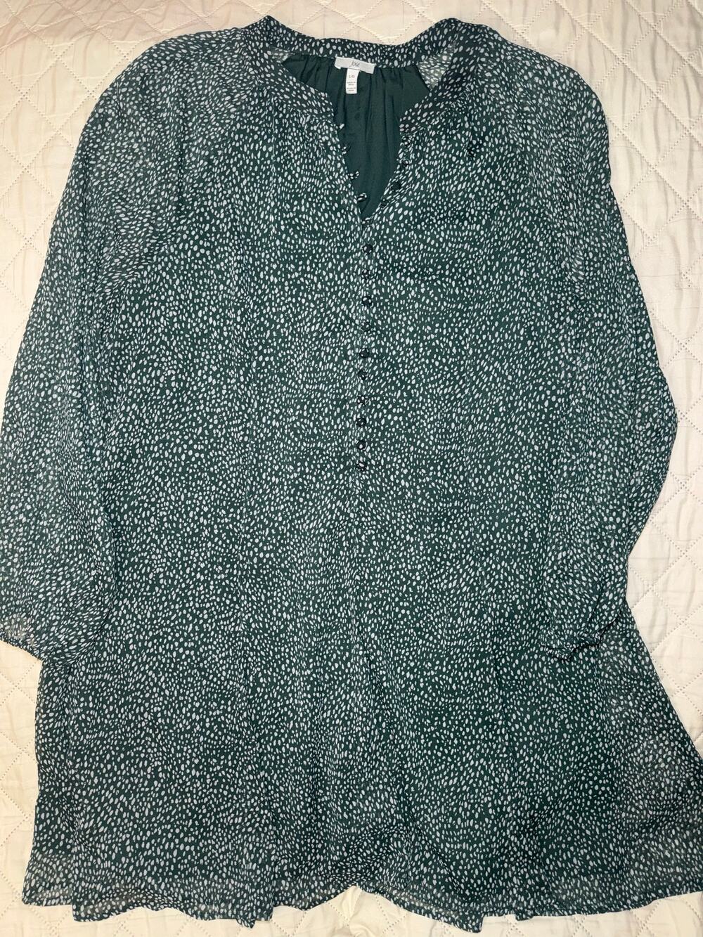 Joie Balloon Sleeve Dress Large Arctic Animal Spot Green NWT Lined Mini